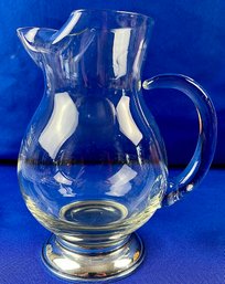 Vintage Sterling Silver & American Glass Pitcher - Signed 'Sterling'