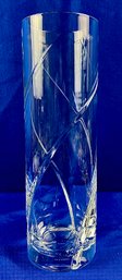 Tiffany & Co. Cut Crystal Cylinder Vase - 'Swirl Optic' Pattern - Signed On Base