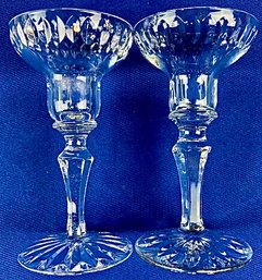 Vintage Cut Crystal Candle Holders - Likely Atlantis Crystal - Georgian Pattern