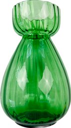 Green Glass Fluted Vase