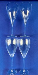 Orrefors Clear Wine Glasses - Elegant Cut Design At Base Of Goblet -  9' Tall - Great Vintage Design