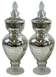 Pair Of Mercury Glass Apothecary Jars