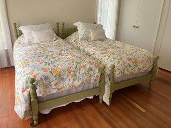 Vintage Green Twin Beds - Mattress And Bedding Is Not Included