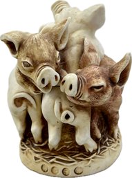 Resin Pigs Figurine With Hidden Compartment