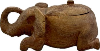 Wooden Carved Elephant With Storage Compartment