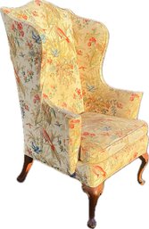Quality Queen Anne Style Wing Chair - Signed 'Christman's Of Darien'