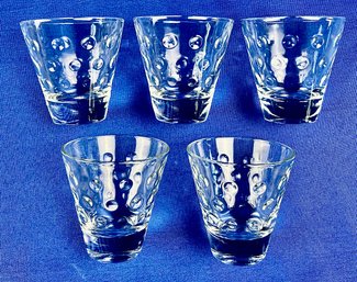 Vintage Hazel Atlas Glass - Set Of Five Glasses -  Dots Clear Pattern