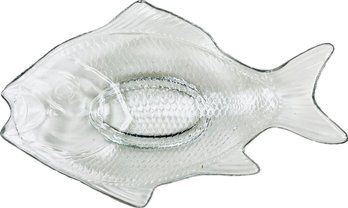 Fish Shaped Glass Serving Bowl - Signed