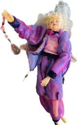 Winward Fairy Doll - Purple Long Dress With White Hair - 9 X 15 Inches