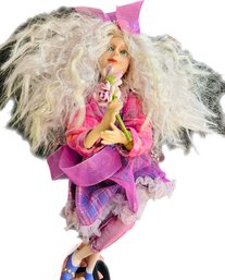 Winward Fairy Doll - Purple Plaid Dress  White Hair - 8 X 13 Inches