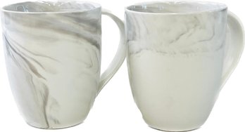 Ceramic Coffee Mugs With Marbleized Glaze - Signed 'Artisanal Kitchen Supply - Coupe'