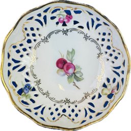 Porcelain Trinket Dish With Reticulated Border - Signed 'Schumann Germany - Orlibe'