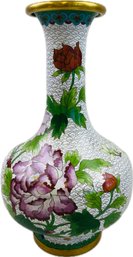 Large Cloisonne Urn - Beautifully Done With Images Of Peonies