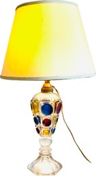 Vintage Glass Lamp - Concave Circles Filled With Color - In Working Condition