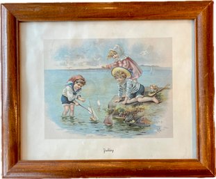 Yachting - Vintage Framed Print - Roughly 11 X 9.25 Inches