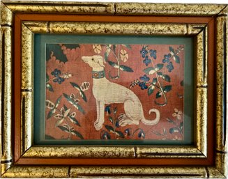 Framed Vintage Textile Print - Greyhound - Lovely Old Bamboo Style Frame