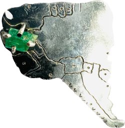 Vintage Silver & Emerald Colombian Brooch