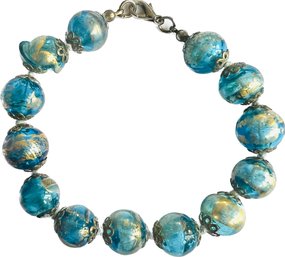 Murano Glass Beaded Bracelet With Lobster Clasp