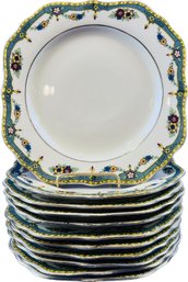AMC China Made In Germany 1930 - Luncheon Plates -7 Inch - - Teal And Yellow Swag - ACC3 Pattern