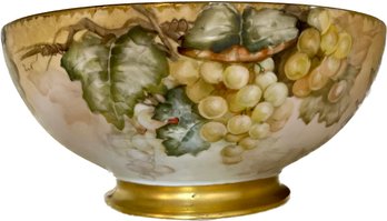 Antique Hand Painted Limoges Footed Punch Bowl - Signed 'J.P. France - Milford'