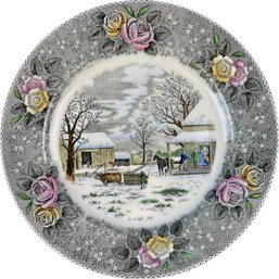 B. Altman Currier & Ives Plate - Signed 'Made Exclusively For B. Altman - Currier & Ives - Adams England
