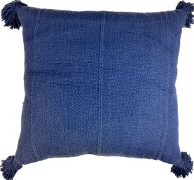 Blue Woven Decorative Pillow With Tassels