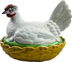 Antique Staffordshire Bisque Hen On Nest