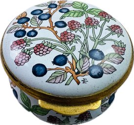 Vintage English Enamel Hinged Trinket Box - Signed 'Made In England By Crummles & Co'