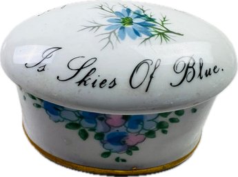 Vintage English Porcelain Lidded Trinket Box - Signed 'Staffordshire England - Fine Bone China'