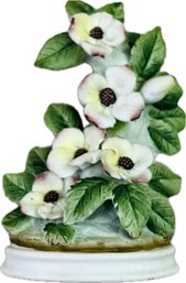 Vintage Bisque Floral Figurine - Signed 'Lefton China Hand Painted'