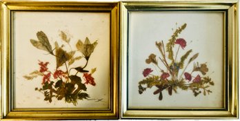 Vintage Framed Pressed Flowers - Signed 'Handmade In Tirol Austria' & 'Handmade In Switzerland'