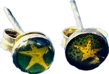 Silver Ear Studs With Inset Glass Sea Star Design