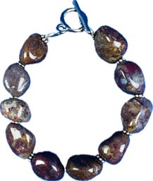Polished Agate Bracelet With Toggle Clasp