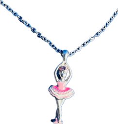 Necklace - Ballerina Charm On Adjustable Silver Chain - Includes Gift Box