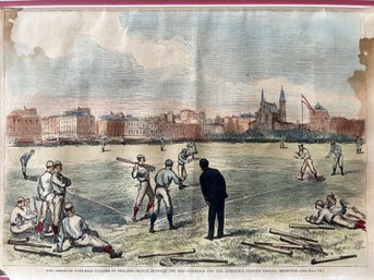 1874 ORIGINAL - British Baseball Players - Newspaper Image