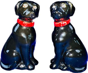 Black Lab Salt & Pepper Shakers - Signed 'J. Willfred - A Division Of The Charles Sadek Import Company'