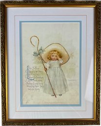 Beautifully Framed Child's Print With Double Matting & Hand Applied Gold Details - Little Bo Peep