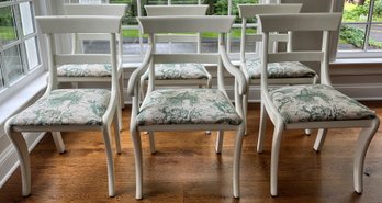 Six White Chairs And With Removable Upholstered Seats - One Armchair And 5 Sidechairs