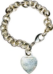 Tiffany & Co. Sterling Silver Heart Bracelet - Signed 'Tiffany & Co.' - Monogrammed On One Side
