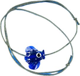 Hand-Made Glass Fish Threaded Charm On Leather Lariat Necklace
