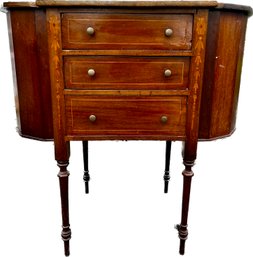 Martha Washington Style Sewing Cabinet - Bell Flower Satinwood Inlay - Classic Georgian Design