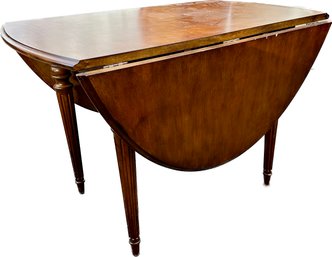 Oval Drop-leaf Table - Reeded Tapered Legs - Useful Piece For Dinner Gatherings
