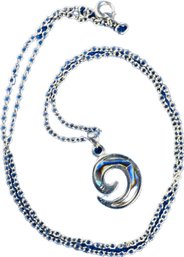 Silver-Tone Necklace With Shale Inset Charm