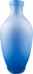 Frosted Blue Glass Vase - Sea Glass Finish