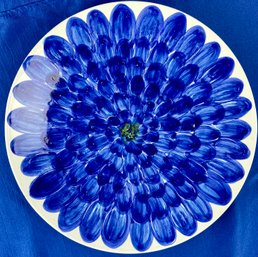Large Italian Pottery Plate - Signed 'Made In Italy' Fantastic Vivid Glazed Floral Design