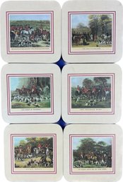 Set Of English Coasters With Equestrian Hunt Scenes
