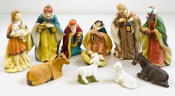 Kurt S. Adler Hand-painted 11 Piece  Porcelain Nativity Set