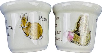 Wedgwood Peter Rabbit & Miss Tiggy Winkle Egg Cups - Signed 'wedgwood Of Etruria & Barlaston'