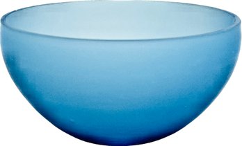 Blue Frosted Glass Bowl - 6 Inch Diameter - Sea Glass Finish