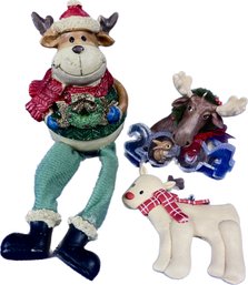 Collection Of Vintage Reindeer Ornaments